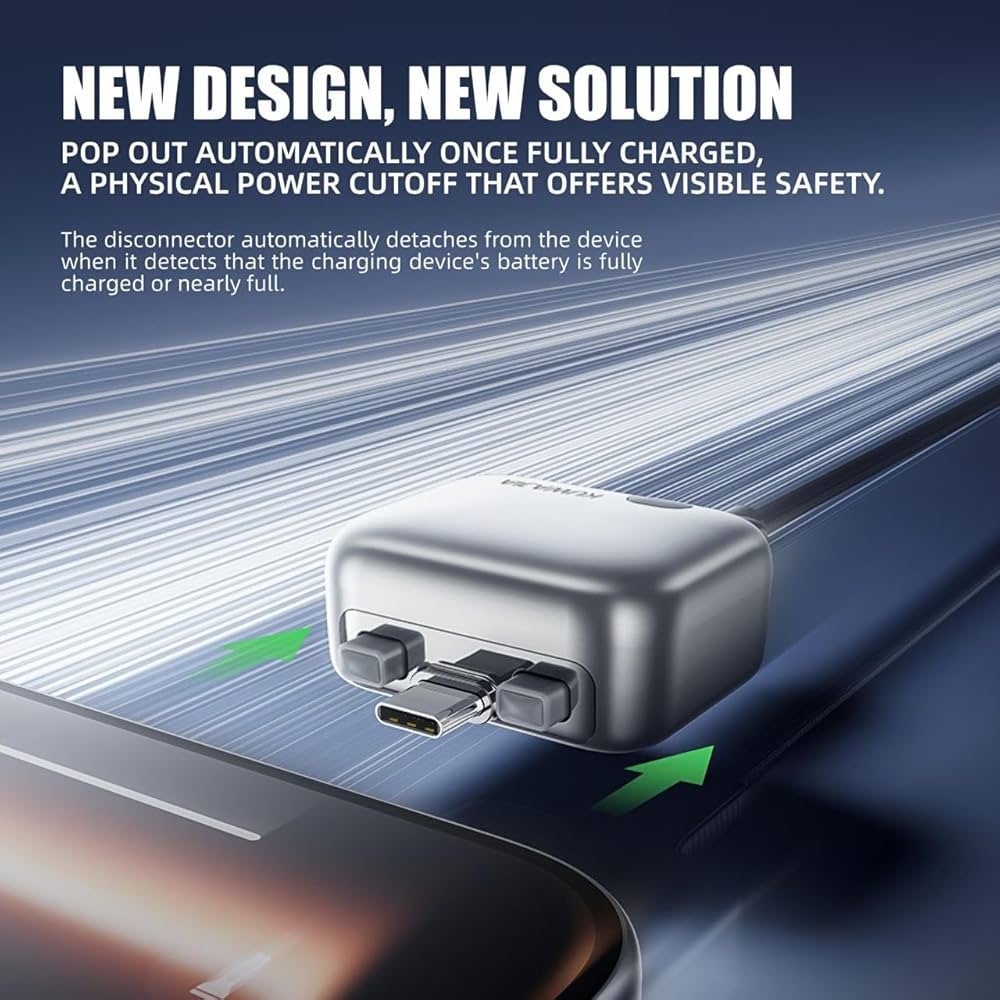 Smart Charger Adapter Auto Power Disconnector Guard Every Mobile Android|Tablet |Apple|Switch| No Touch Mobile Screen in 5 Minit Automatically Pops Open When Fully Charged (Type-C Cable)