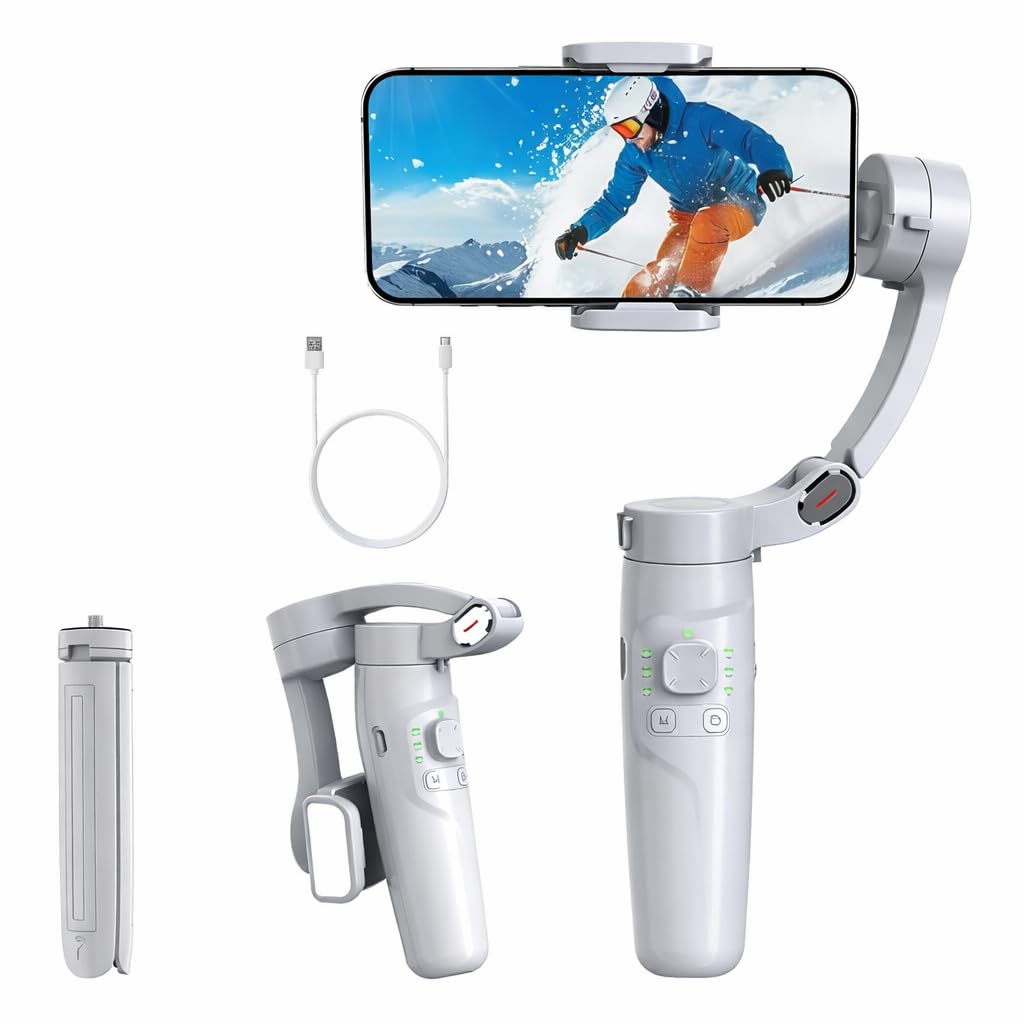 M1 3-Axis Gimbal Handheld Stabilizer for Phone Foldable Video Record Vlog Stabilizer.