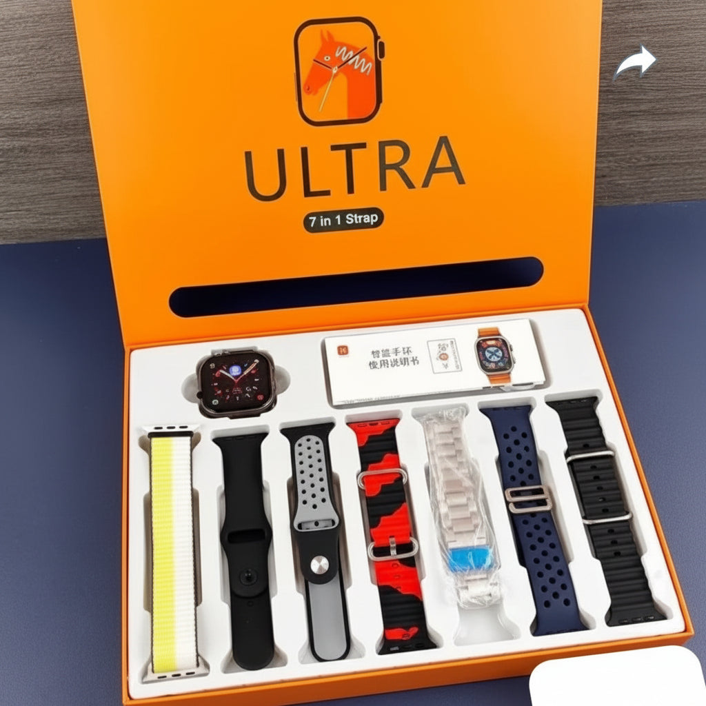 HL STRIKES 7 in 1 combo ultra smart watch T800 silver smart watch